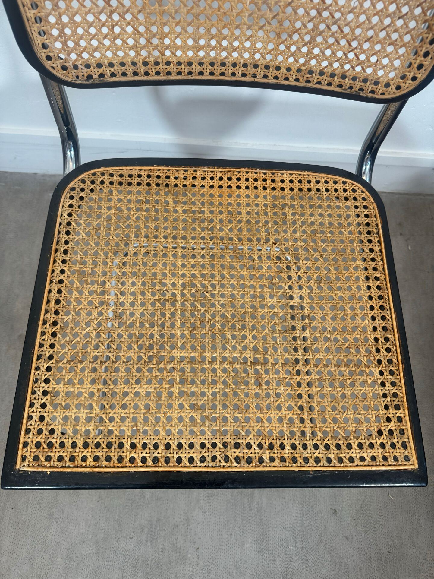 Black Cesca chair by Marcel Breuer B32 made in Italy.
