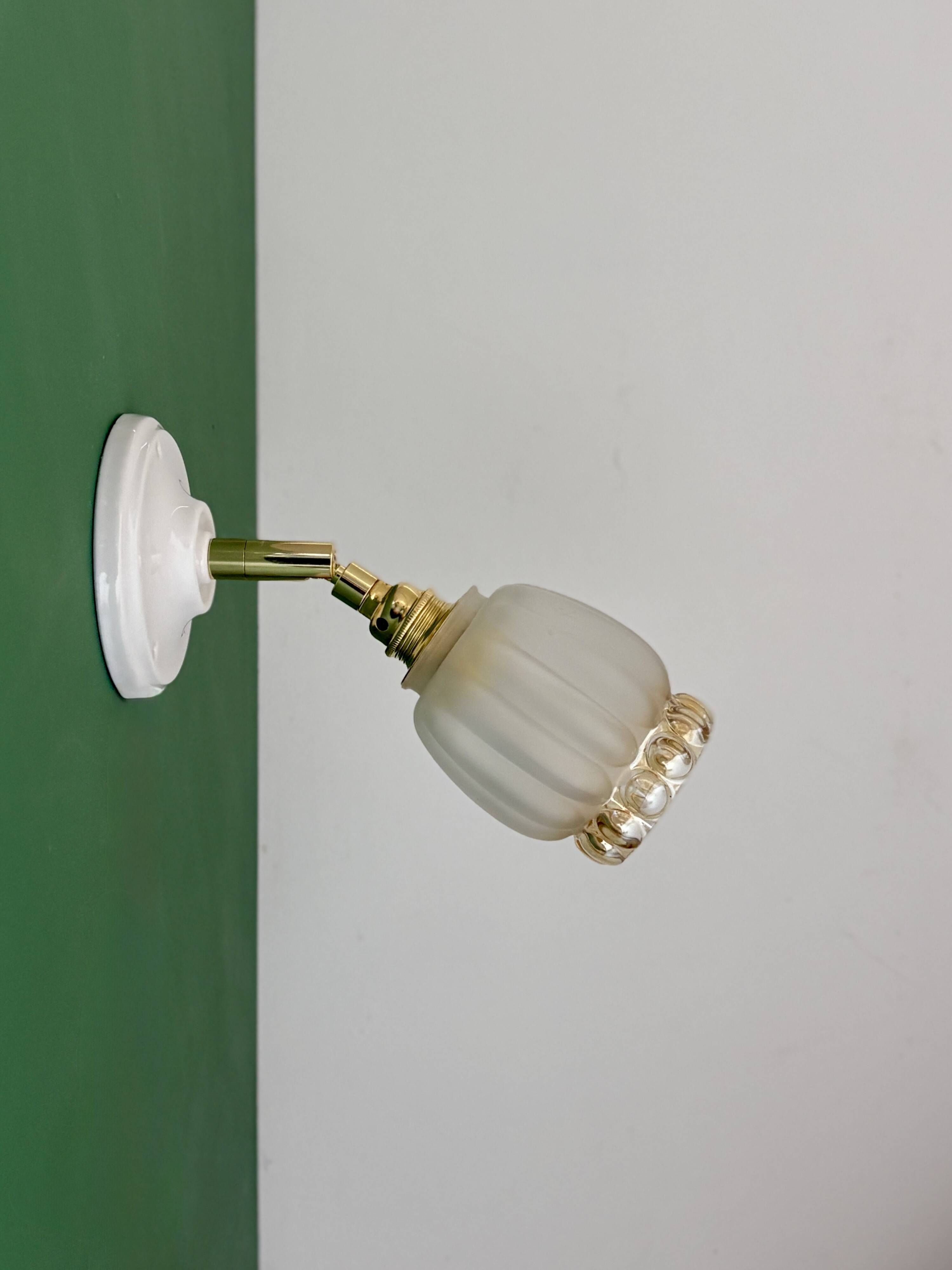 Vintage tulip wall light in frosted and amber glass