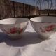 2 old earthenware bowls Hamage North pattern roses diam 15 cm H 8.5 cm