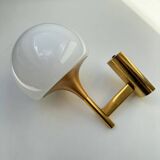 Gaetano Sciolari Vintage Brass & Opaline Glass Wall Lamp