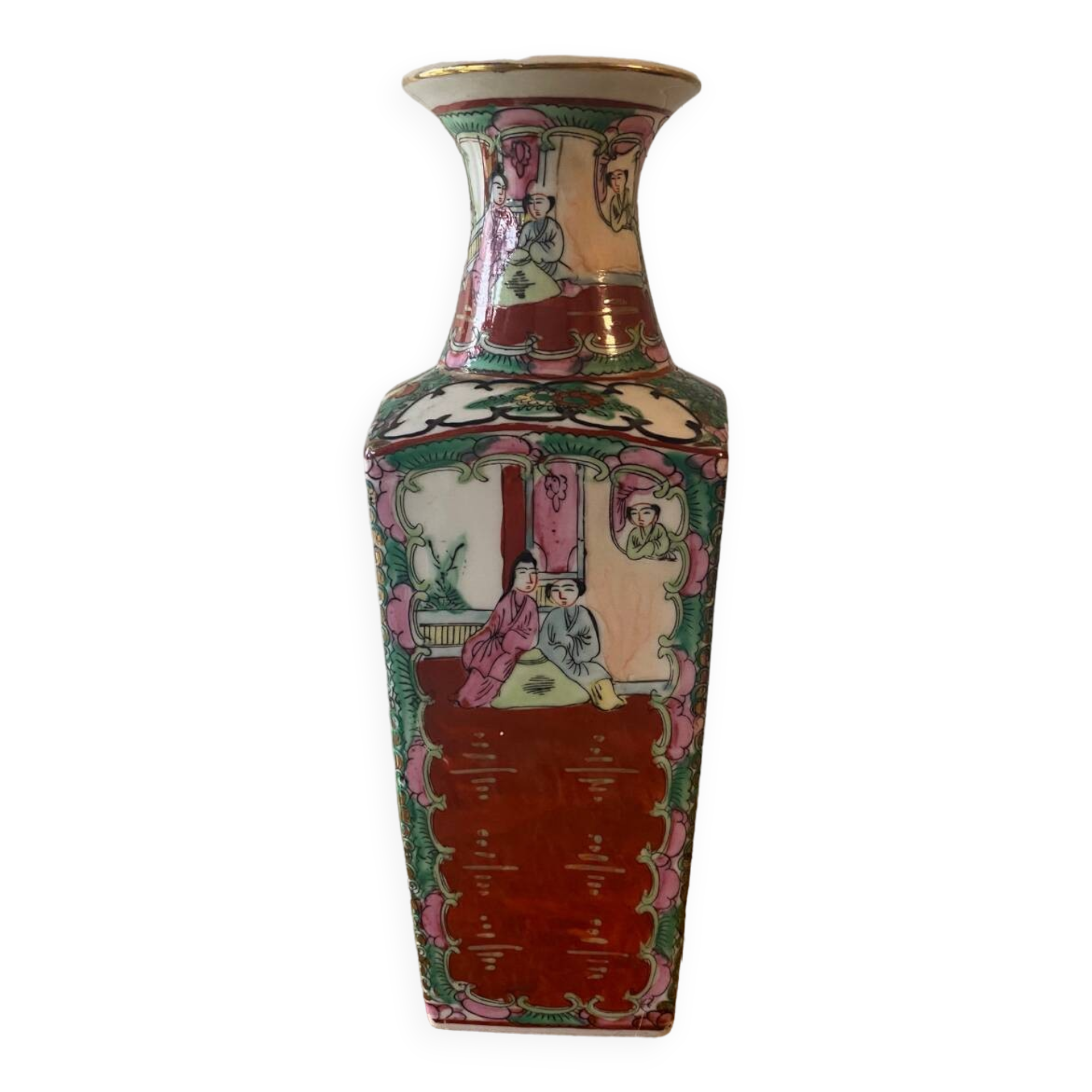 Vase porcelaine de canton chine signé