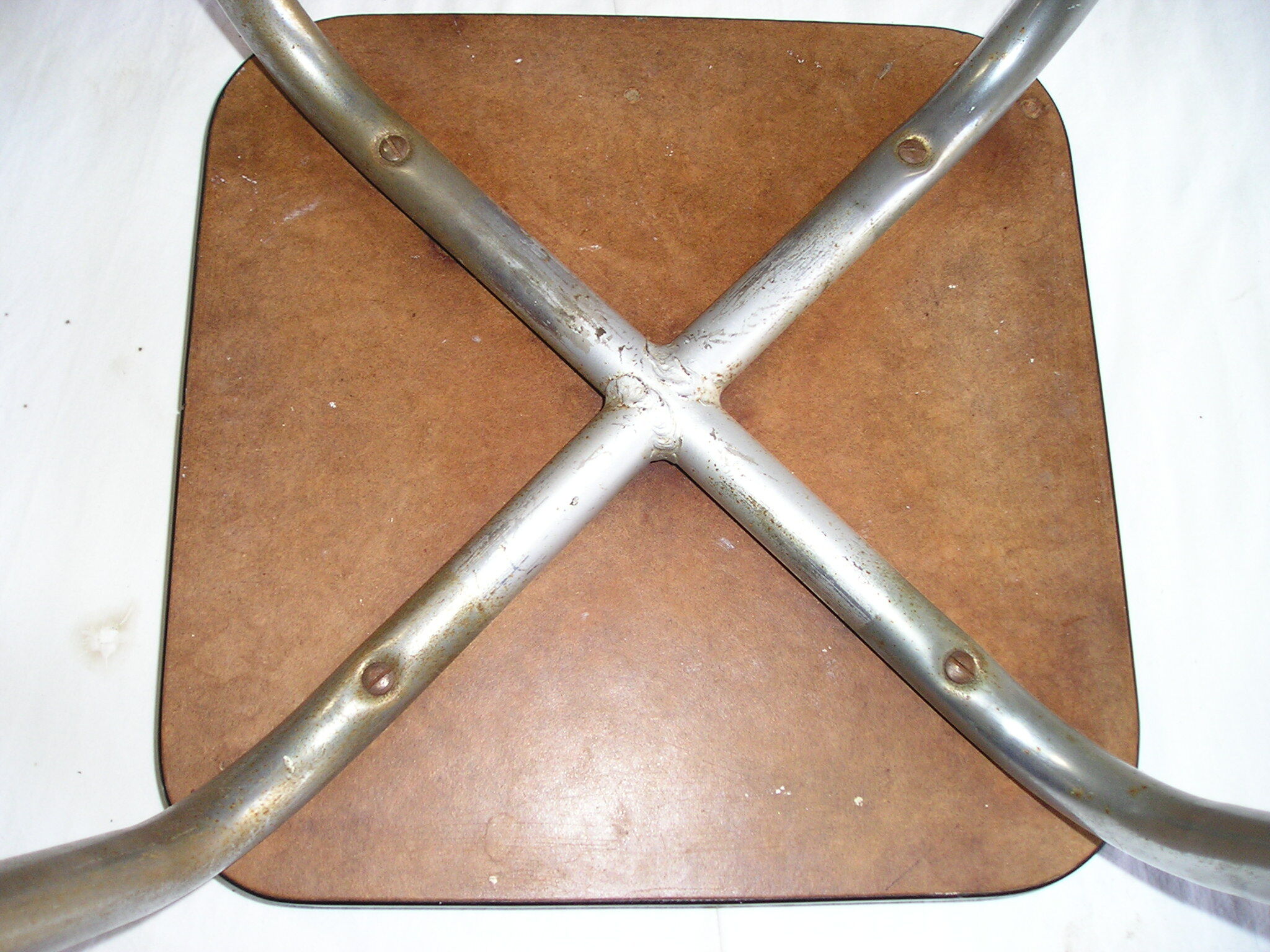 Stool blue sky and chromed metal, vintage 70s formica