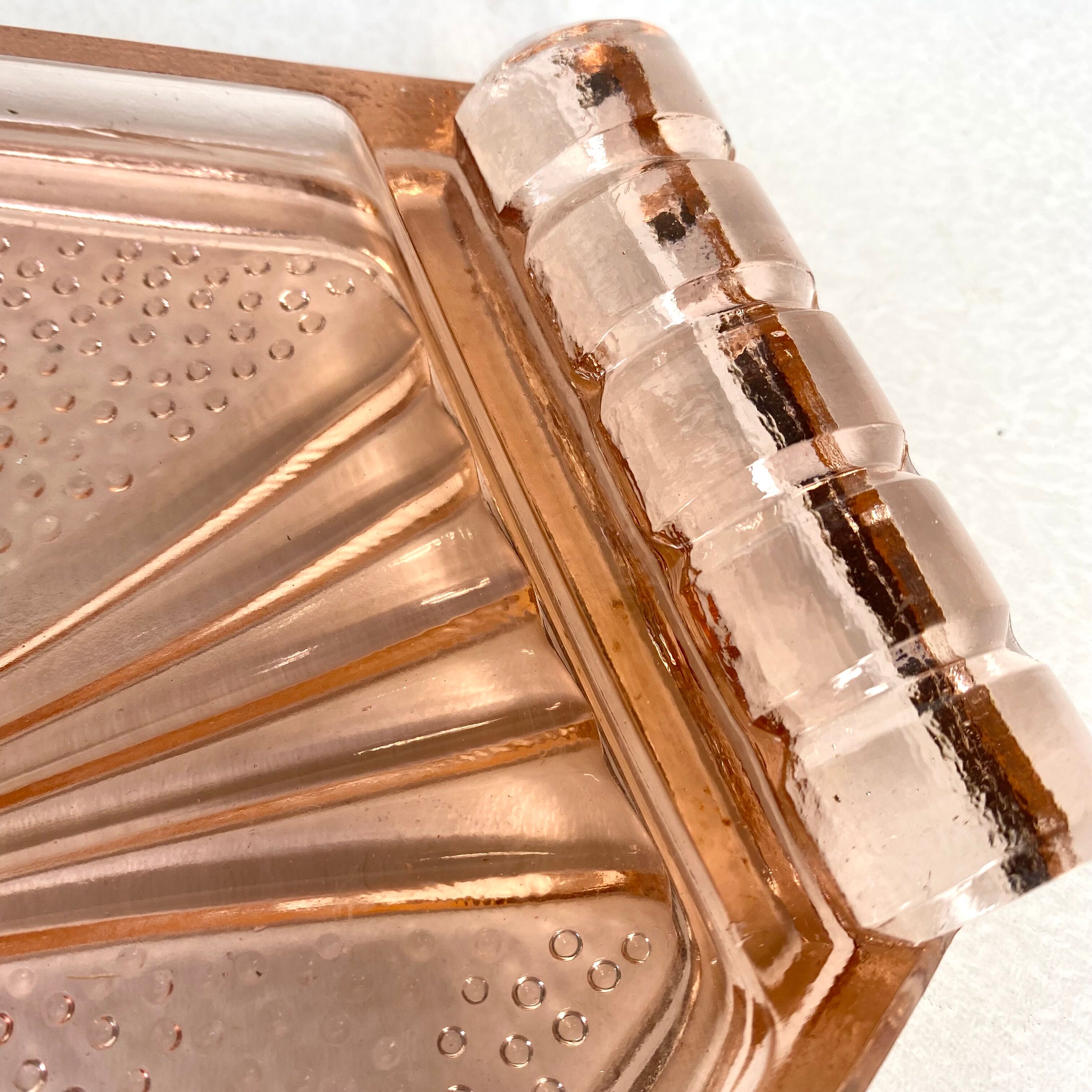 Art Deco pink glass top
