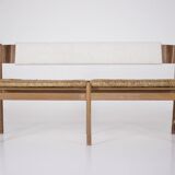 Modernist bench, mulched seat.