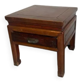 Table de chevet chinois en bois olmen avec tiroir