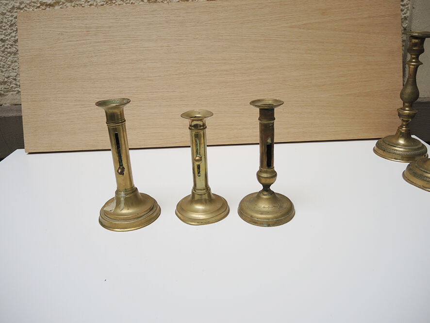 Set of 6 brass candlesticks