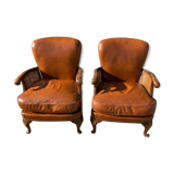 Pair of leather armchairs cannish cheeks