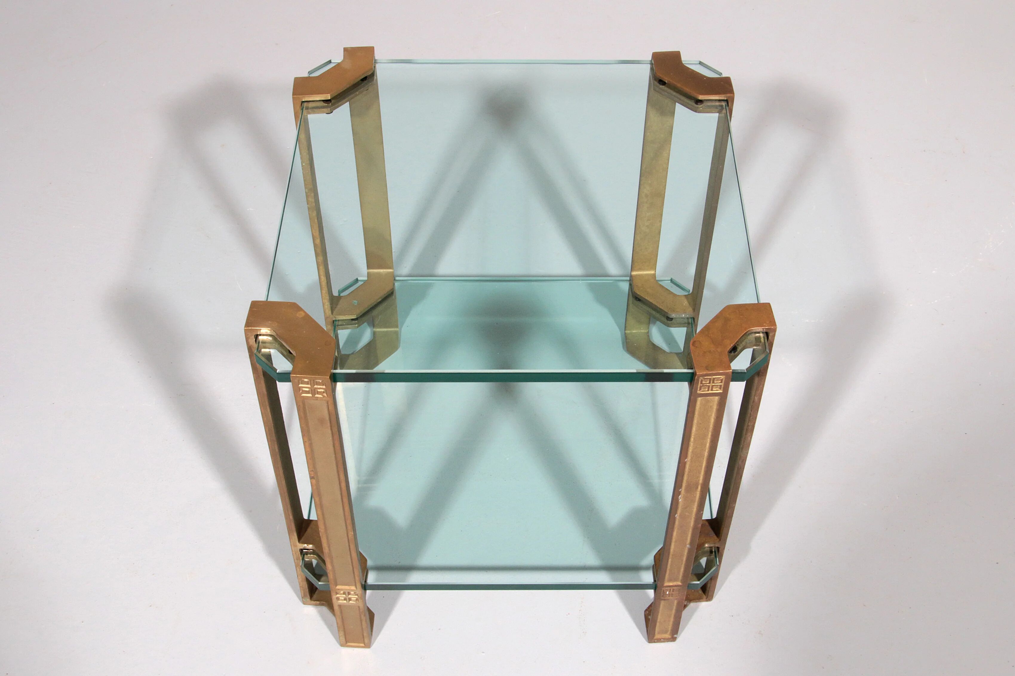 Peter Ghyczy T24 side or coffee table double glass 70s design 40x40x45