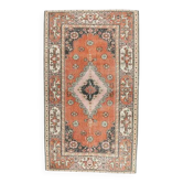 Turkish Vintage Handmade Wool Orange Rug 126x201