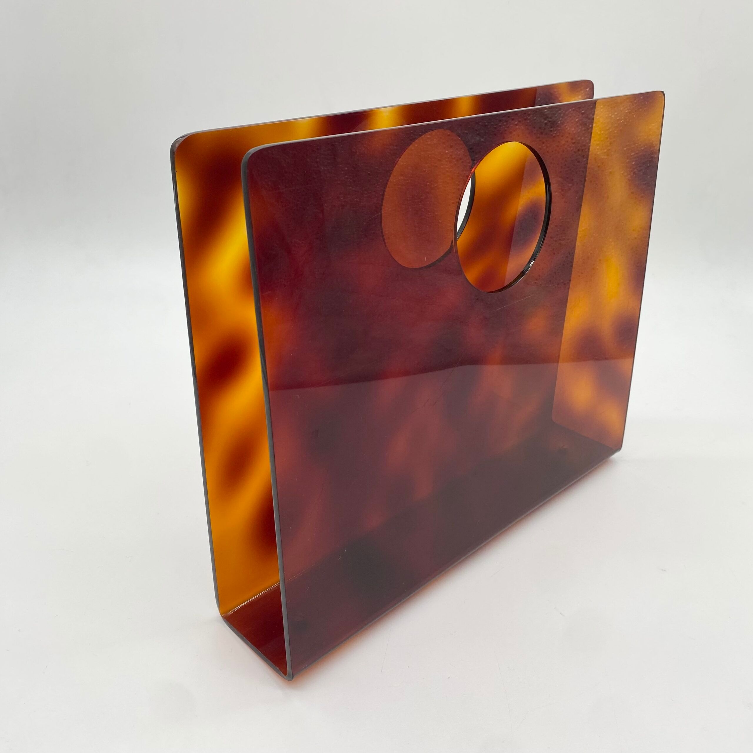 Lucite magazine rack "tortoiseshell", 1970s