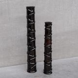 Pair of Wooden Tall French Mid-Century Decorative Vases