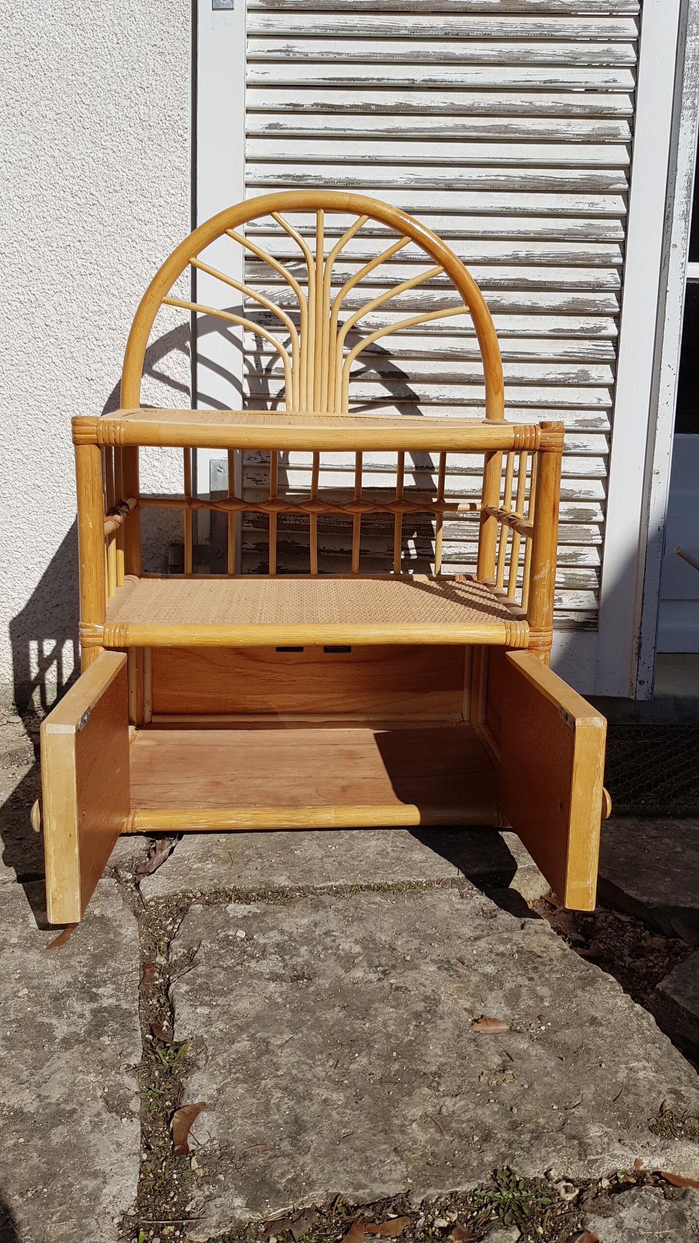 Vintage rattan bedside tables.