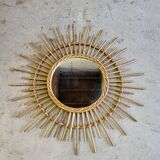 Round rattan mirror 1970