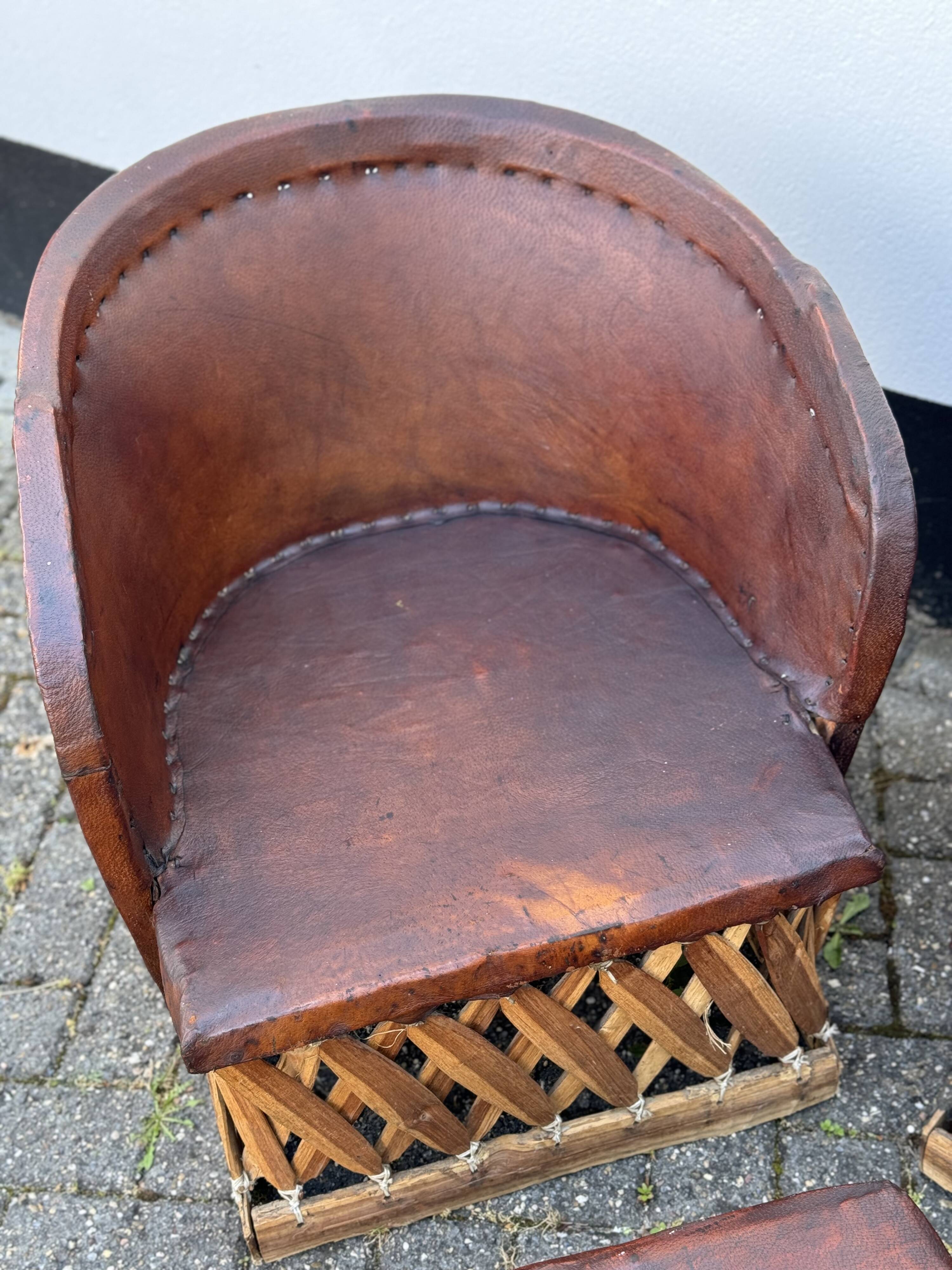 Vintage Mexican Equipale chairs and table