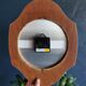 Vertical silent vintage wall pendulum clock "Trophy blue green golden"