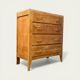 Vintage chest of drawers with tapered legs, solid raw oak, 1960.