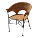 Wicker and black wrought iron armchair
