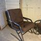 Pair of 70s designer armchairs/chairs in chrome and brown fabric