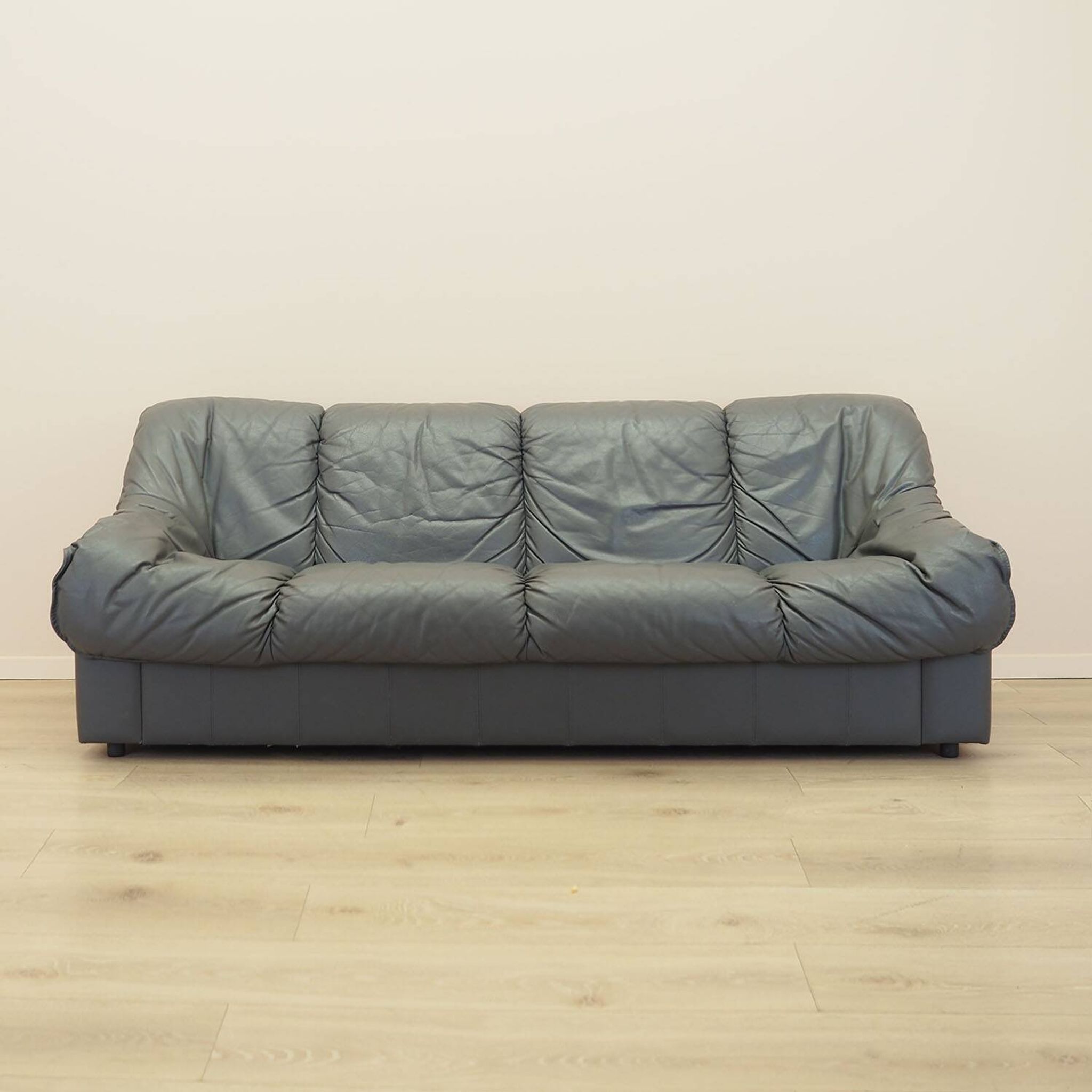 Italian leather sofa, three-seater, 1970s