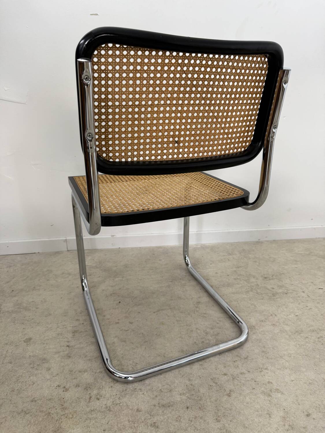 Old black caned chair Cesca B32 design Marcel Breuer 1970 Made in Italy vintage