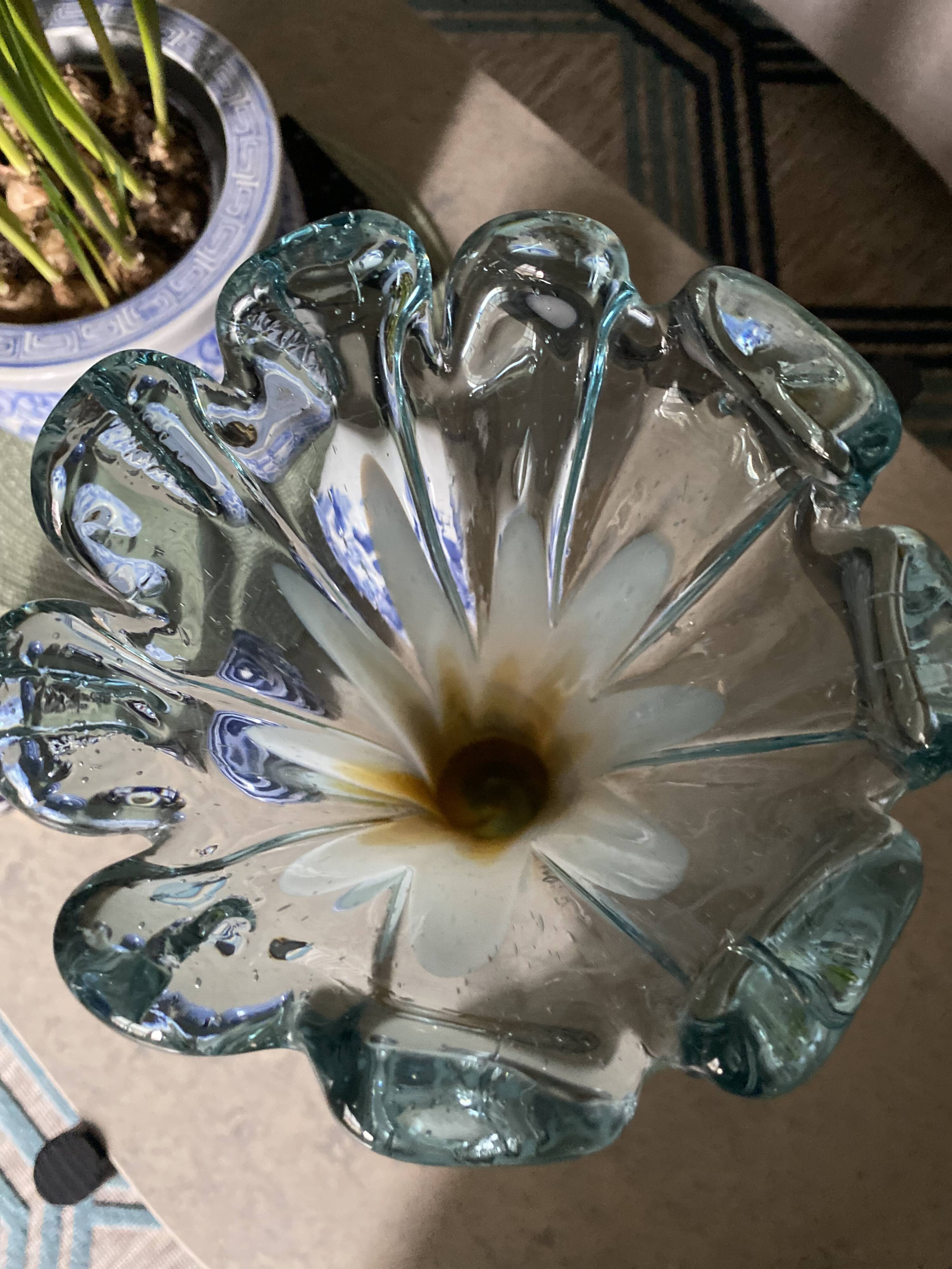 Vase Murano bleu orangé