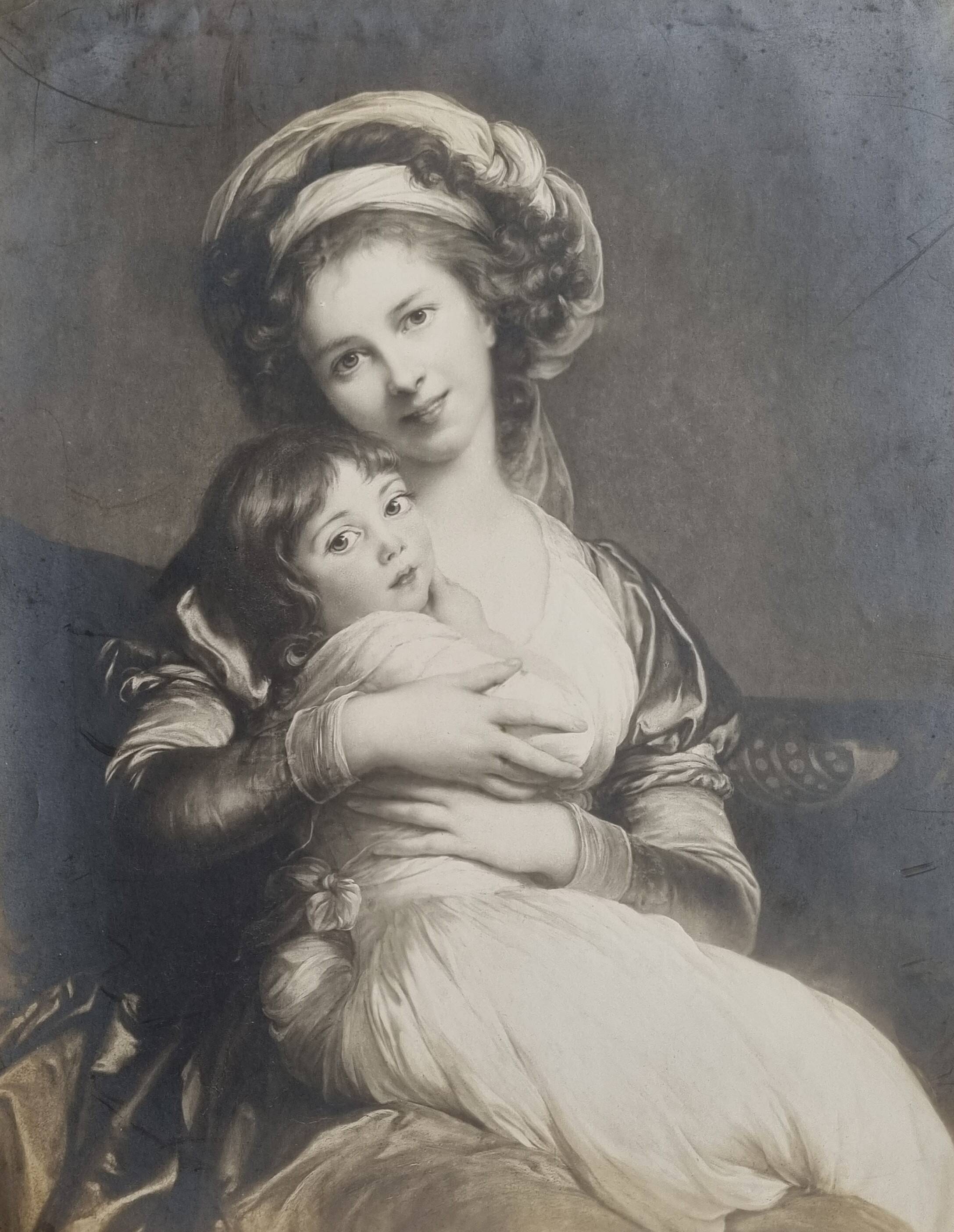 Old photograph "Madame Vigée Le Brun and her daughter" A Mouttet Paris