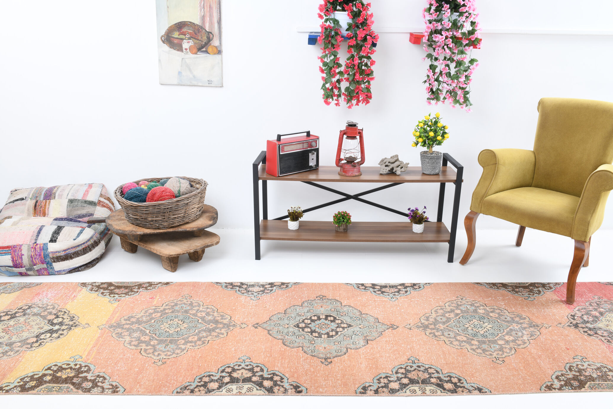 408x91cm vintage capet runner rug