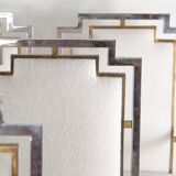 Set of 6 armchairs in stainless steel and brass.