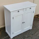 Buffet parisien 2 portes en bois peint en blanc, 1940