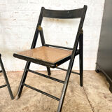 Ancienne paire de chaises pliantes cannage