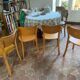 Set of 4 light wood chairs from the 1960s.