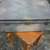 Antique black and white fibroc suitcase