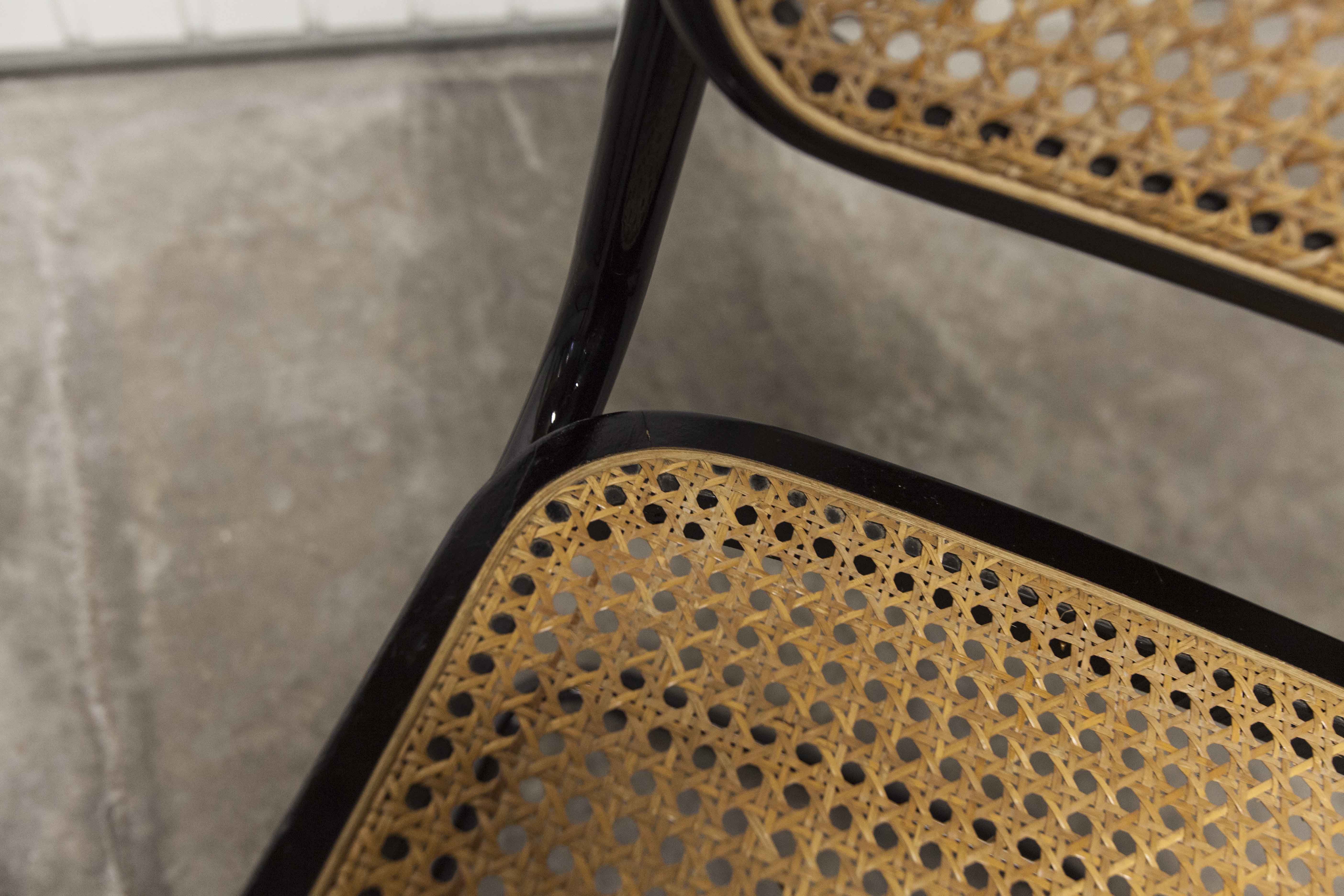 Pair of black Breuer B32 chairs restored, new stamps
