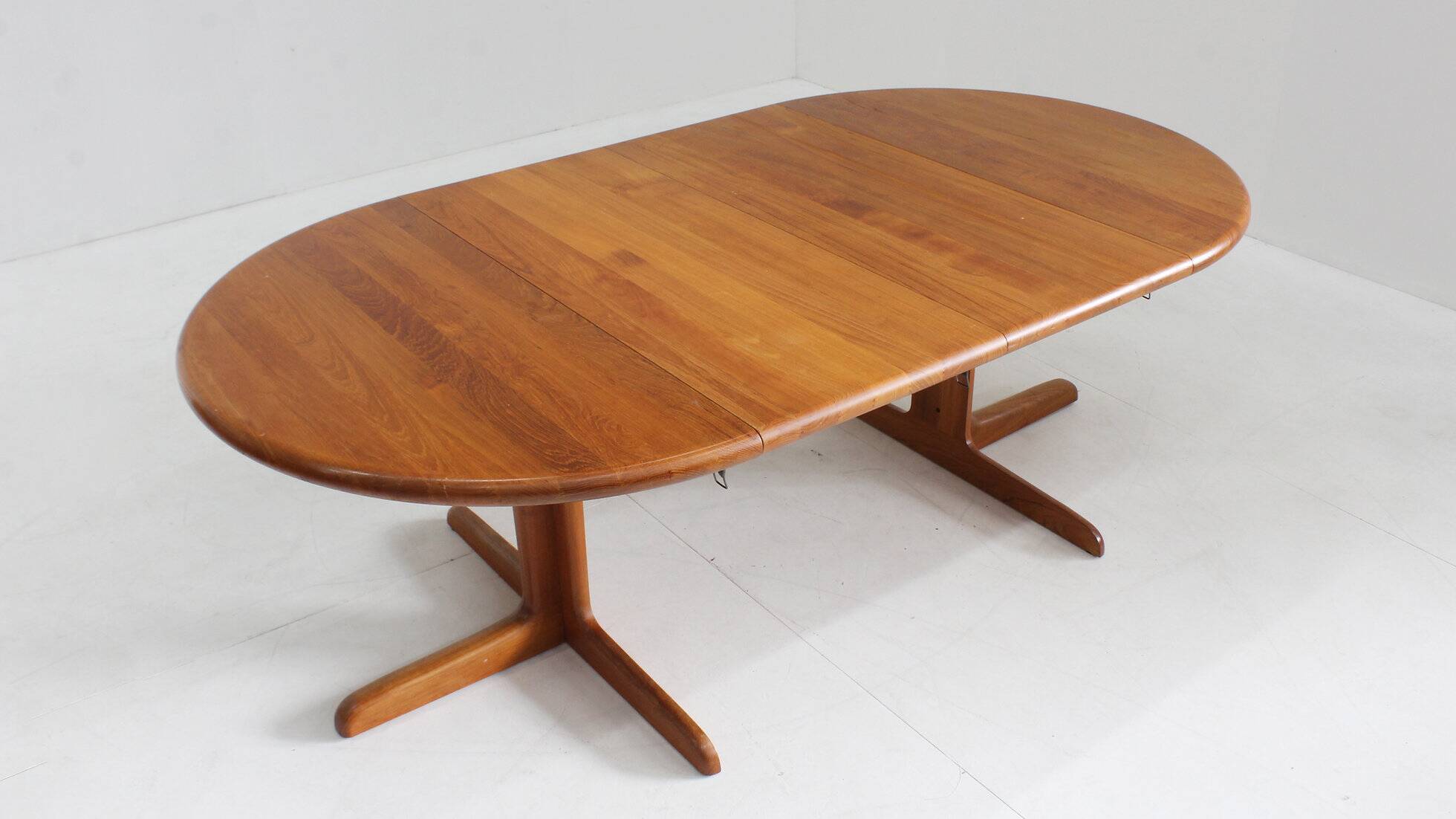 Vintage Danish round extendable dining table solid teak 1960s