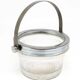 Art Deco sugar bowl, silver-plated brass, pressed glass, Poland, 1950s