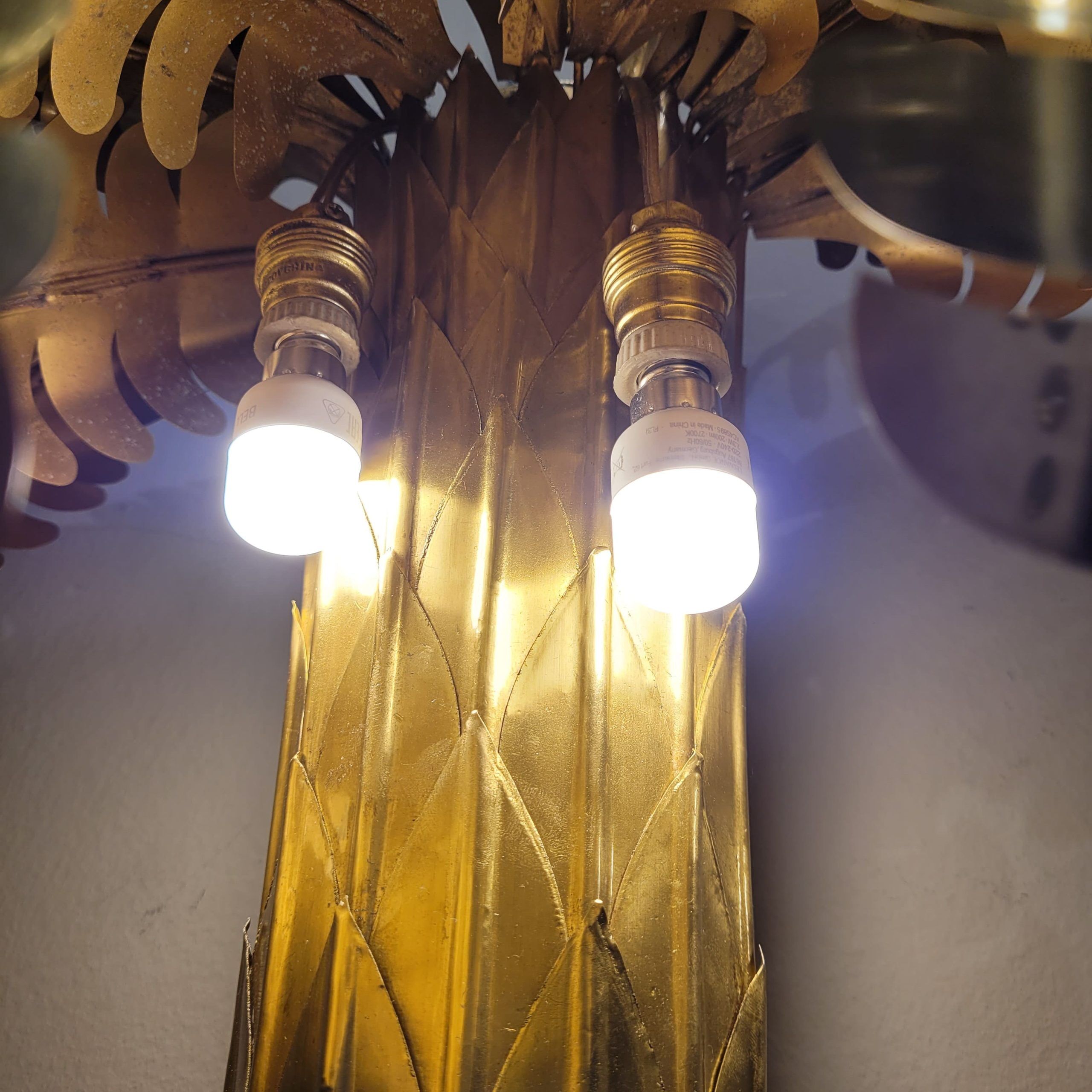 Paire de lampes "Palmiers", Christian Techoueyres pour Maison Jansen, laiton doré, années 70 – France