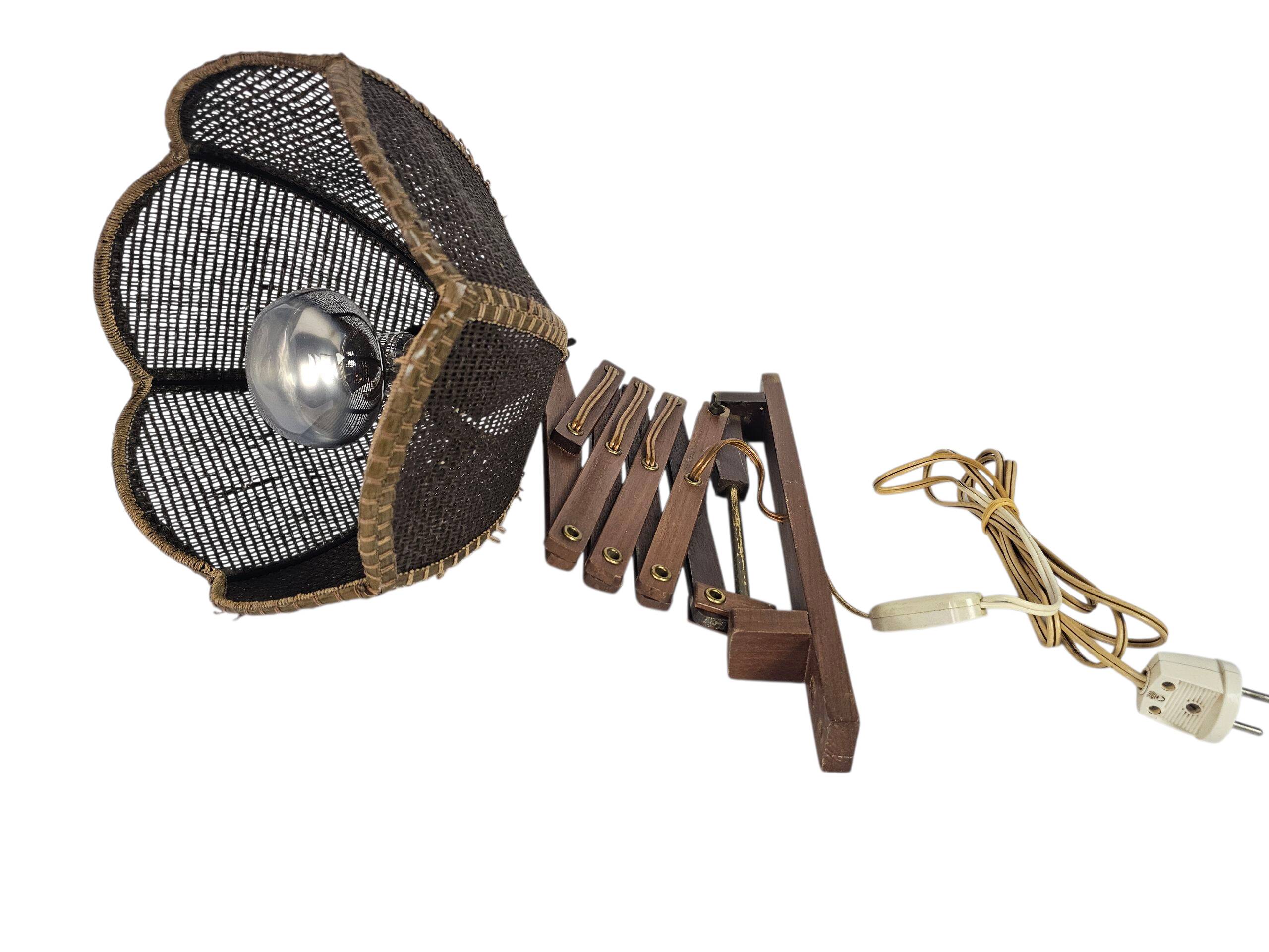 Schaarlamp - Harmonicalamp - teak - wandlamp - 60's