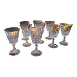 Set of 9 fine cut crystal stemmed glasses - France, circa 1950