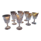 Set of 9 fine cut crystal stemmed glasses - France, circa 1950