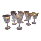 Set of 9 fine cut crystal stemmed glasses - France, circa 1950