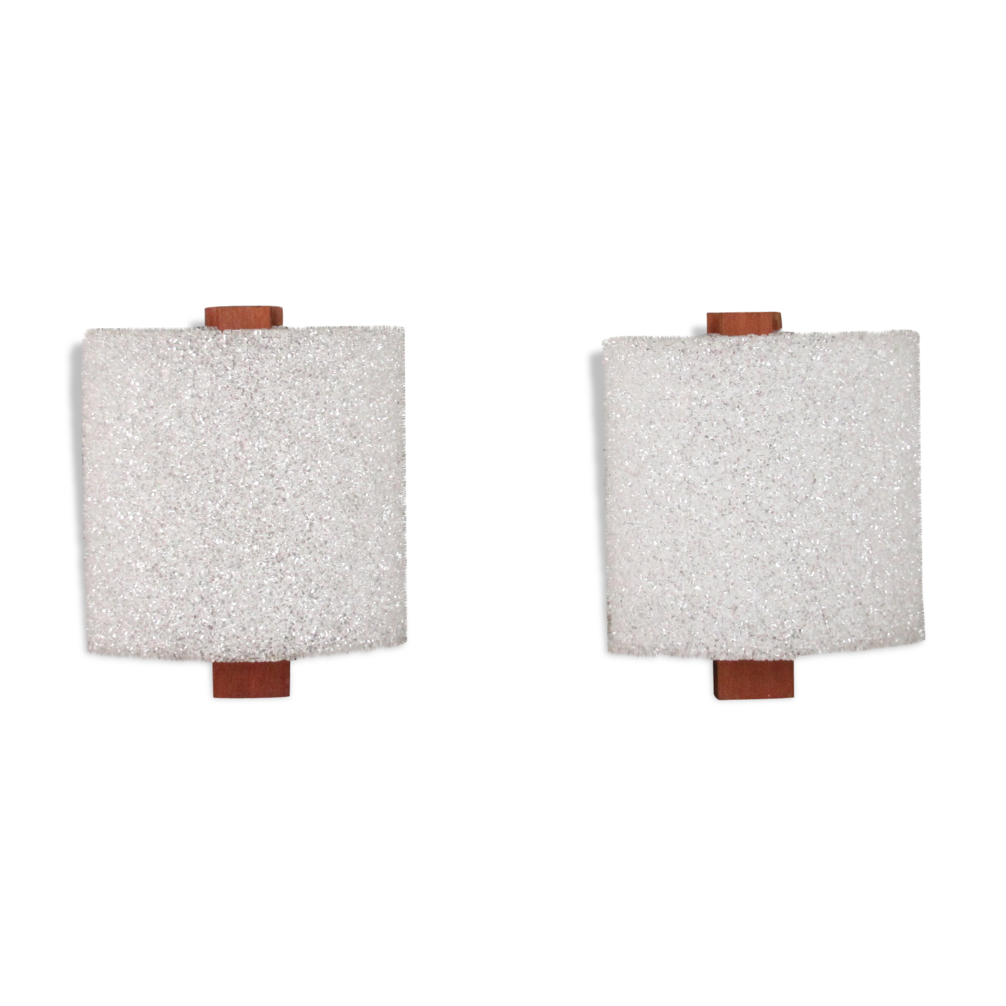Pair of vintage wood perspex wall lamps, seventies, 70, scandinavian