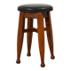 Arts & Crafts Meets Early Art Deco Oak & Leather Stool, France 1920