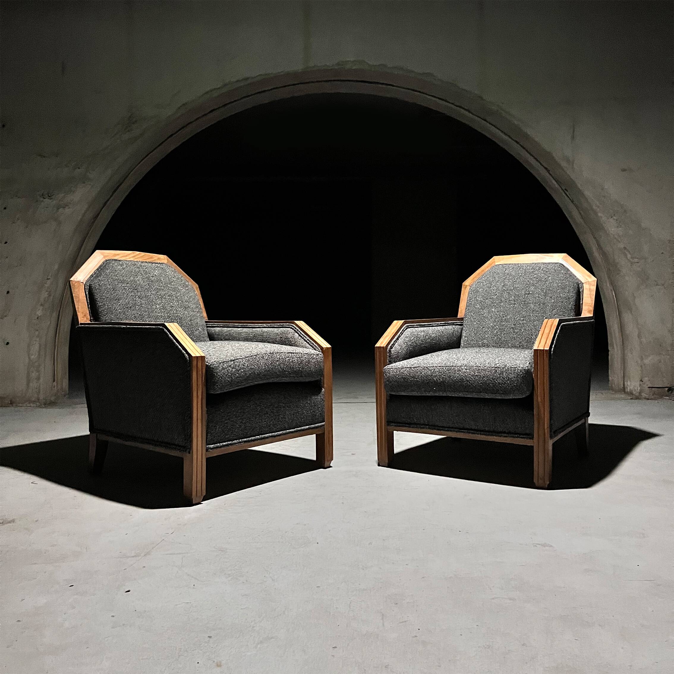 Set of 2 Art Deco Club Chairs, France, 1930s