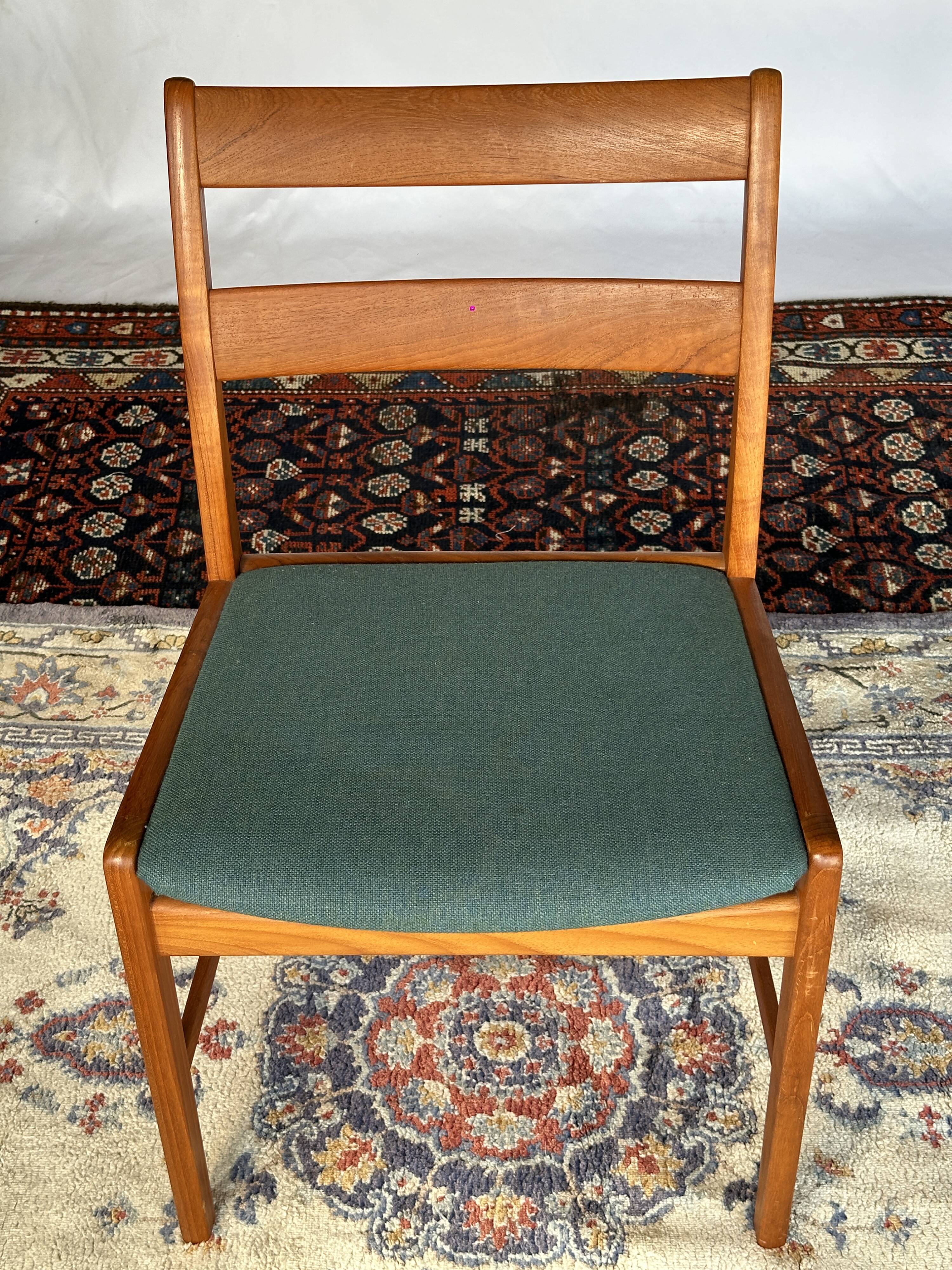 Set of 4 vintage Danish wood and wool chairs by Sax, Denmark 1960s