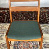 Set of 4 vintage Danish wood and wool chairs by Sax, Denmark 1960s