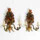 A pair of beautiful 1960s hand-painted and gilded metal wall lamps by Hans