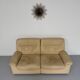Old 2-seater beige leather sofa designed by Carl Larsson De Sede, vintage 80s