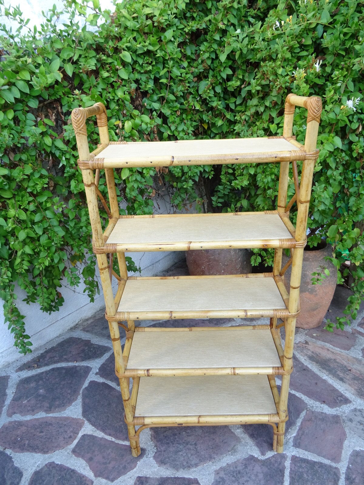 Rattan bookcase shelf 60s