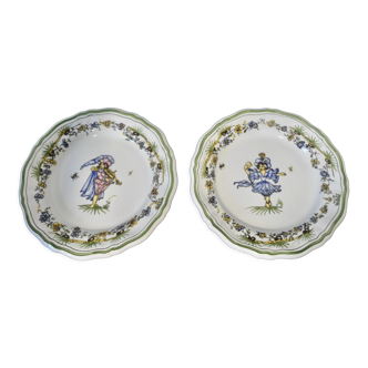 2 signed moustiers plates