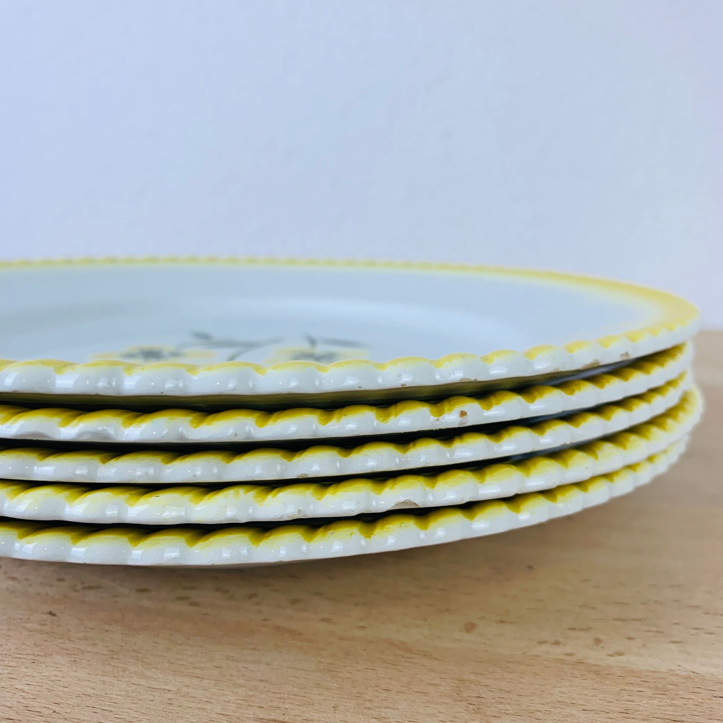 Set of 6 flat plates vintage earthenware